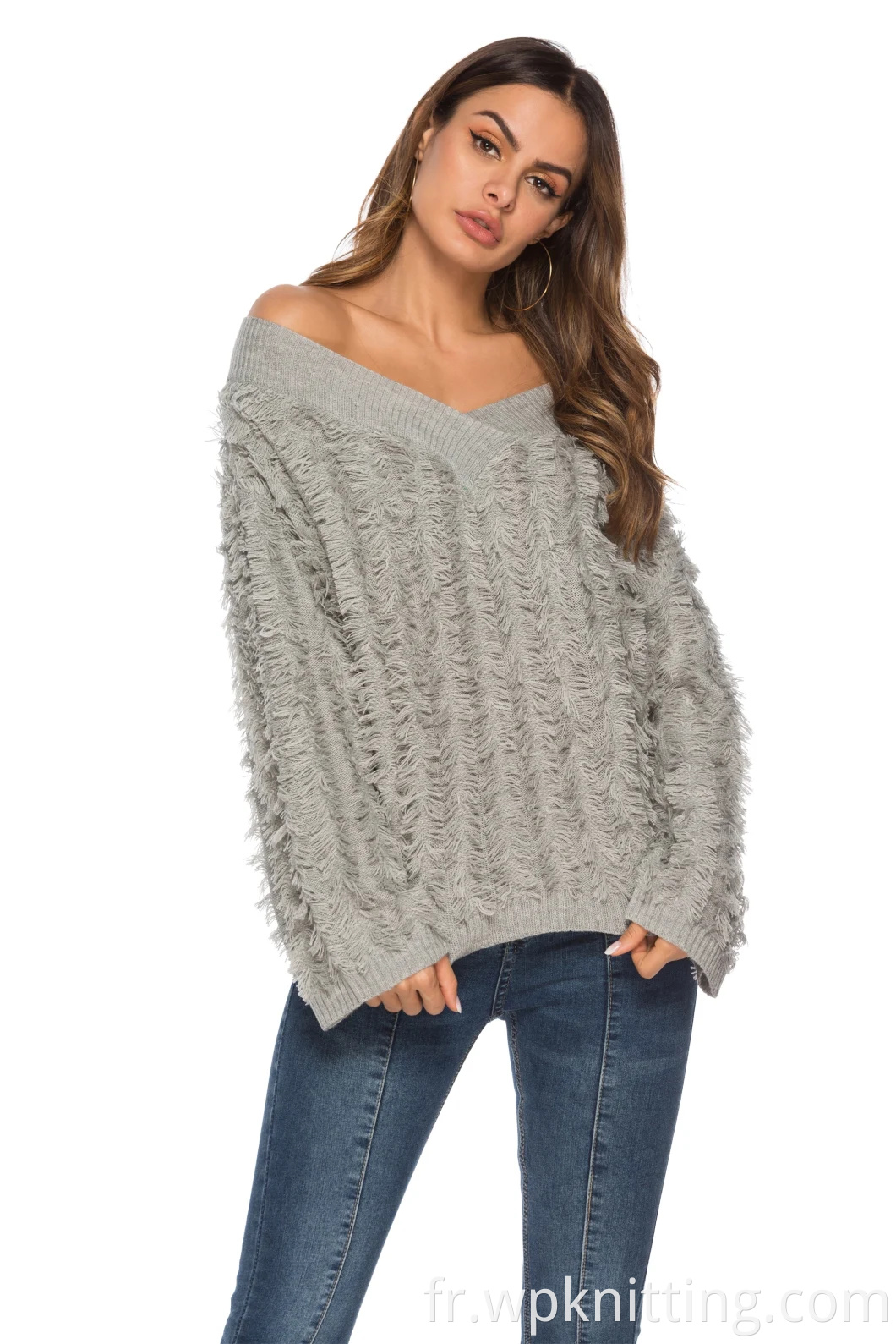 Printemps NOUVEAU VENSEMENTS Femmes Sexy V-Neck Knitwear Personality Poultre Tassel